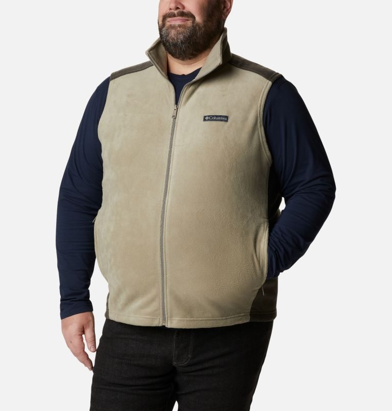 Men\'s Columbia Steens Mountain Fleece Vest Olive | Plus Size CA-QA154